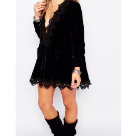 Free People Velvet Dreams Tunic Black Dress Size Small - Picture 6 of 14